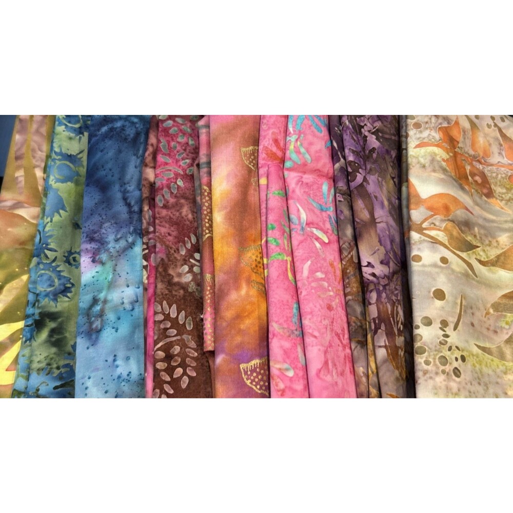 Batik Fabric 8 Pc  Lot Quilting Crafts Sewing Art Project Cotton Prints